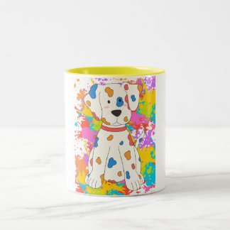 paint dog Two-Tone coffee mug