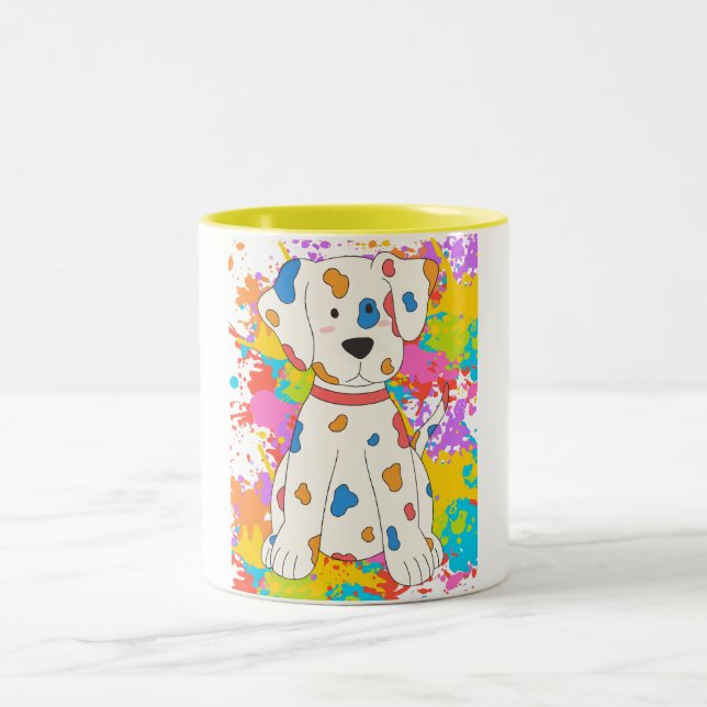 paint dog Two-Tone coffee mug (Center)