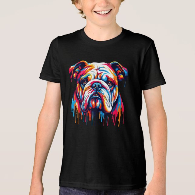 Paint Drip Bulldog Tri-Blend Shirt (Front)
