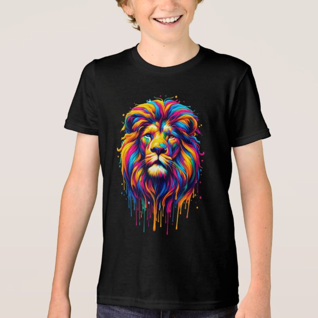 Paint Drip Lion Tri-Blend Shirt (Front)