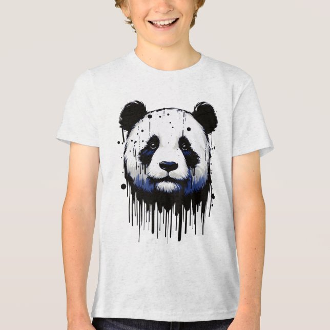 Paint Drip Panda Tri-Blend Shirt (Front)