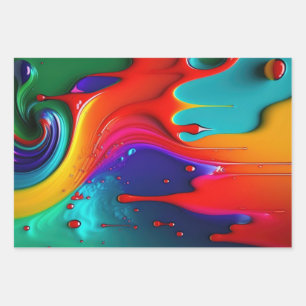 Paint Drip Wrapping Paper Sheet