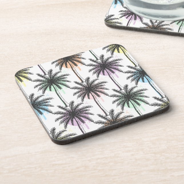Paint Drop Palm Tree Pattern Coaster (Left Side)
