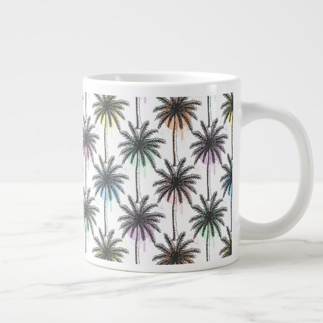Paint Drop Palm Tree Pattern Large Coffee Mug (Right)