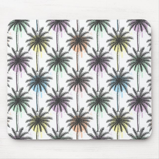 Paint Drop Palm Tree Pattern Mouse Mat (Front)