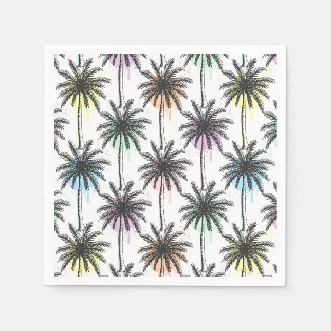 Paint Drop Palm Tree Pattern Napkin (Front)