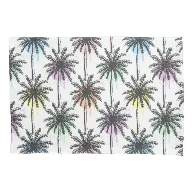 Paint Drop Palm Tree Pattern Pillowcase (Front-Left)