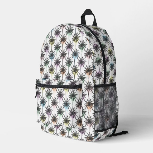 Paint Drop Palm Tree Pattern Printed Backpack (Back Corner Right)