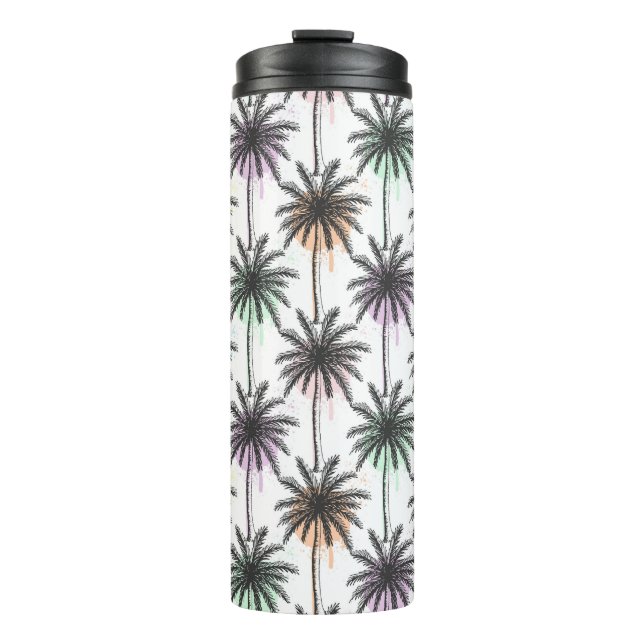 Paint Drop Palm Tree Pattern Thermal Tumbler (Front)