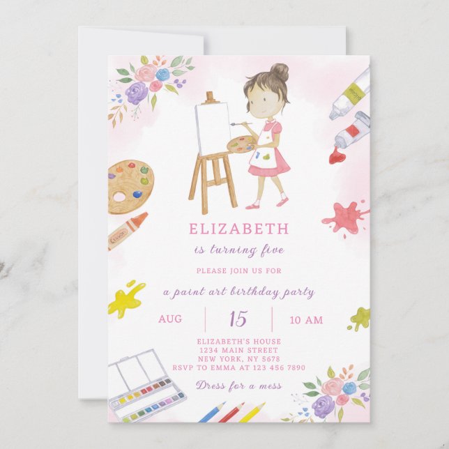 Paint Girl Birthday Invitation (Front)