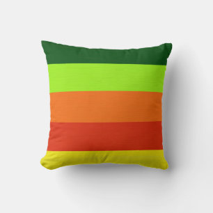 Paint green lime orange red yellow retro stripes cushion