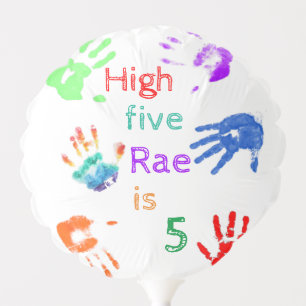 Paint Handprints Birthday with Personalised Name   Balloon