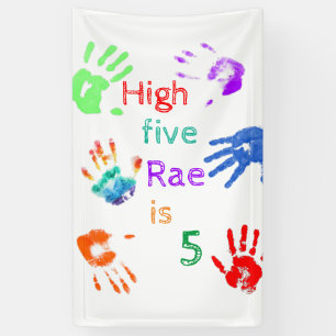 Paint Handprints Birthday with Personalised Name   Banner