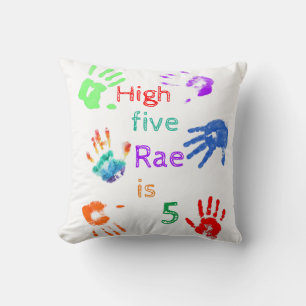 Paint Handprints Birthday with Personalised Name   Cushion