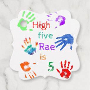 Paint Handprints Birthday with Personalised Name   Favour Tags