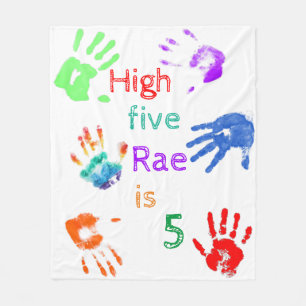 Paint Handprints Birthday with Personalised Name  Fleece Blanket