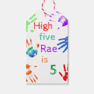 Paint Handprints Birthday with Personalised Name   Gift Tags