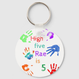 Paint Handprints Birthday with Personalised Name Key Ring