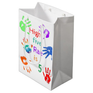 Paint Handprints Birthday with Personalised Name   Medium Gift Bag