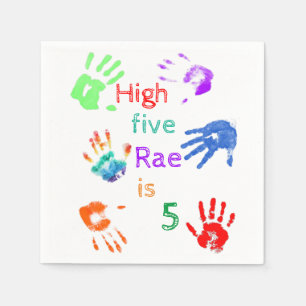 Paint Handprints Birthday with Personalised Name   Napkin