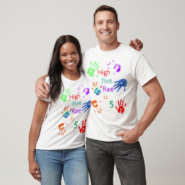 Paint Handprints Birthday with Personalised Name  T-Shirt (Unisex)