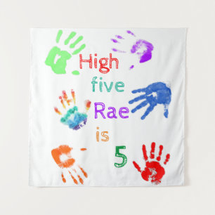 Paint Handprints Birthday with Personalised Name   Tapestry