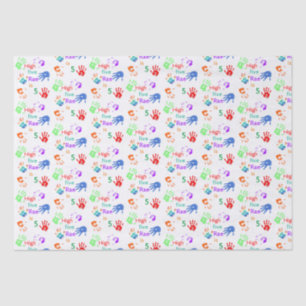 Paint Handprints Birthday with Personalised Name   Tissue Paper
