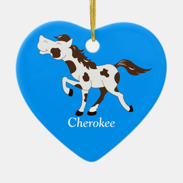 PAINT HORSE Brown & White Custom Ornament (Front)