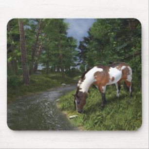 Paint Horse by Forest Stream Mouse Mat
