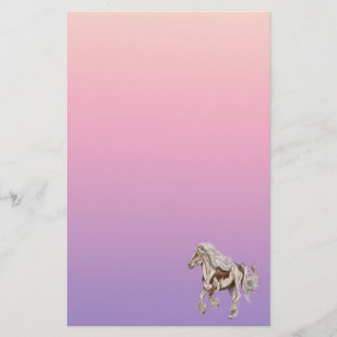 Paint Horse Galloping Pastel Stationery Paper