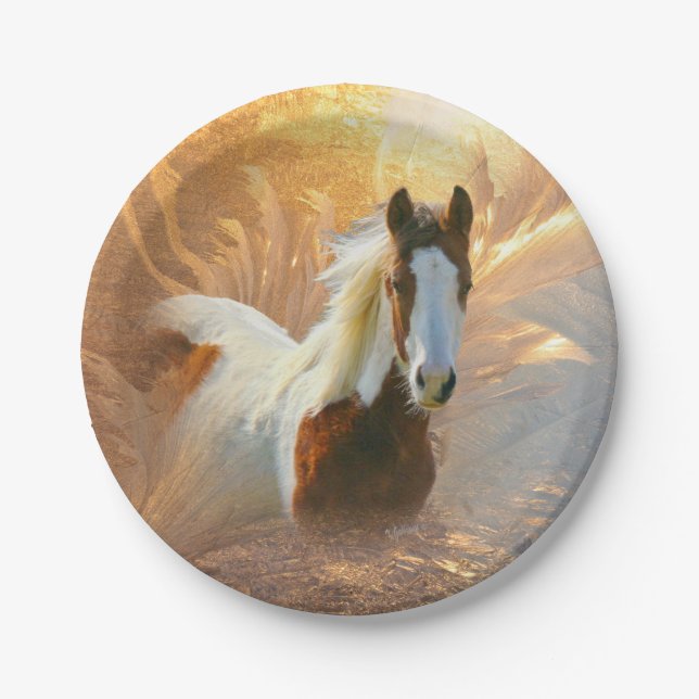 Paint Horse Gold 7 Inch Paper Plate (Front)