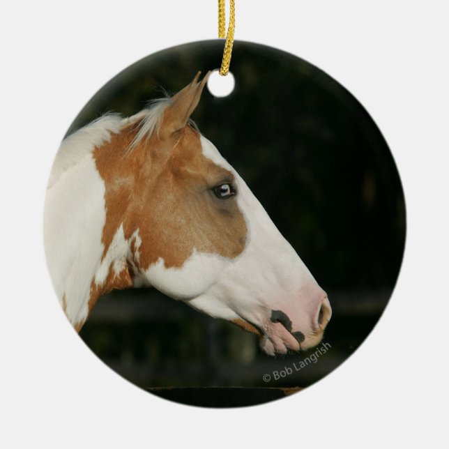 Paint Horse Headshot 2 Ceramic Tree Decoration (Front)