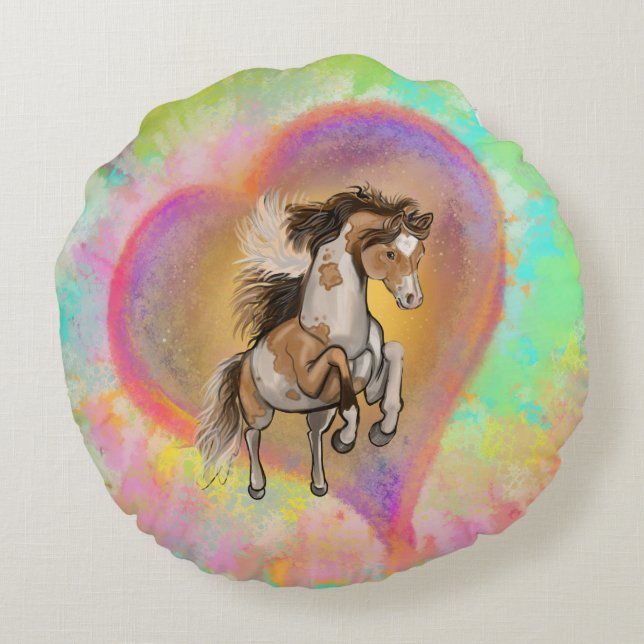 Paint Horse Love Round Cushion (Back)