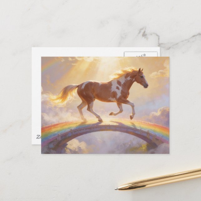 Paint Horse Mare Crosses A Rainbow Bridge Postcard (Front/Back In Situ)