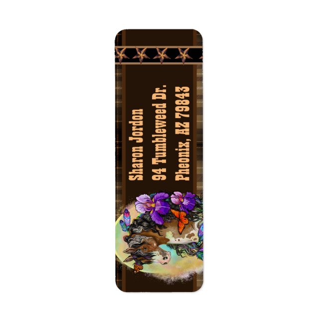 Paint Horse Mustang with Iris and butterflies  Lab (Front)