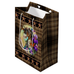 Paint Horse Mustang with Iris and butterflies Medium Gift Bag