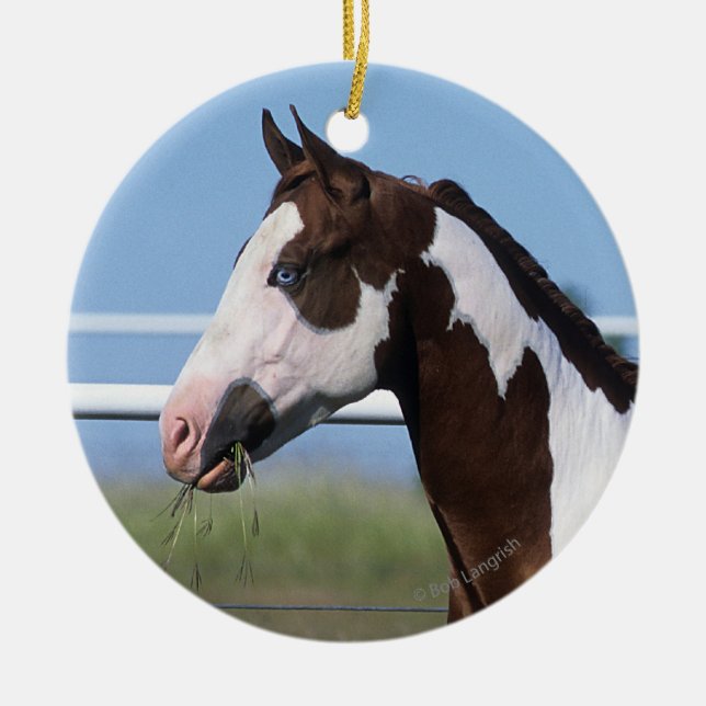 Paint Horse Standing Ceramic Tree Decoration (Front)