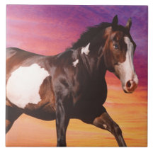 Paint Horse Sunrise Tile