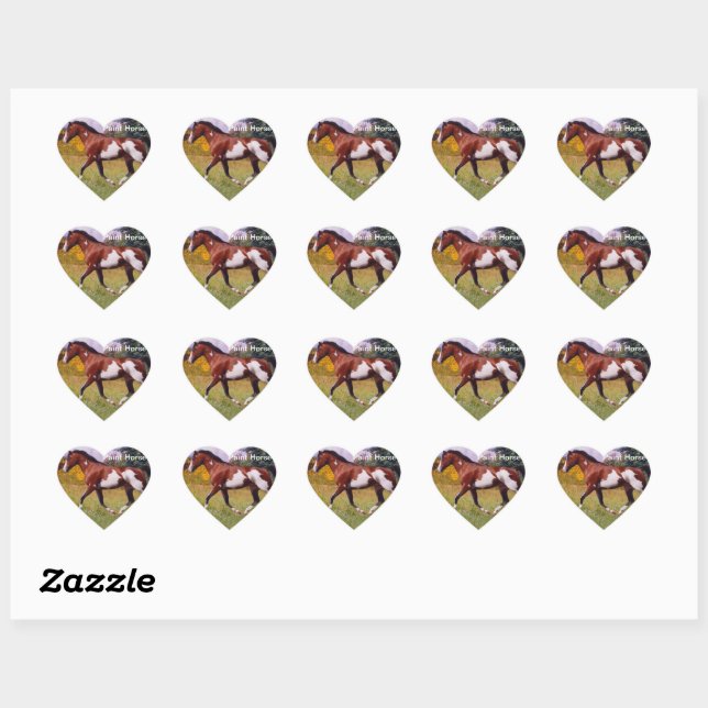Paint Horse trotting Heart Sticker (Sheet)