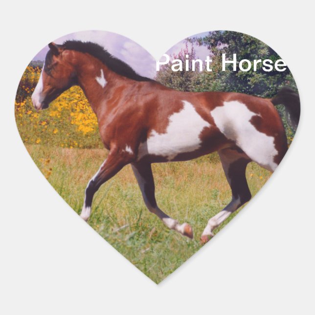 Paint Horse trotting Heart Sticker (Front)