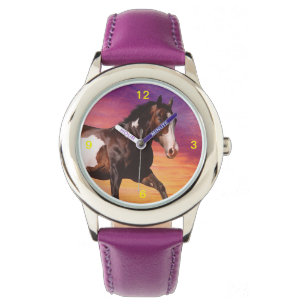 Paint Horse with a colourful sunrise Watch