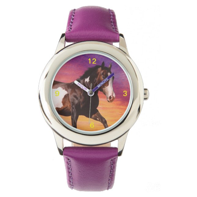 Paint Horse with a colourful sunrise Watch (Front)