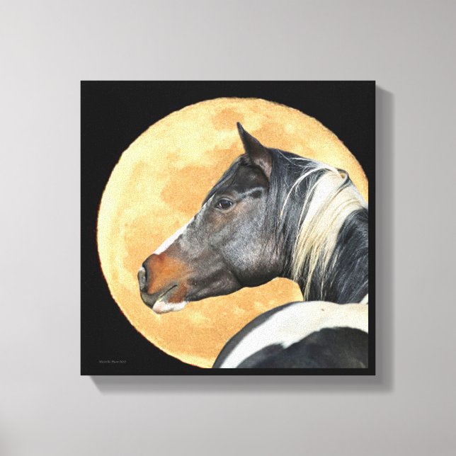 Paint horse With Full Moon Canvas Print (Front)