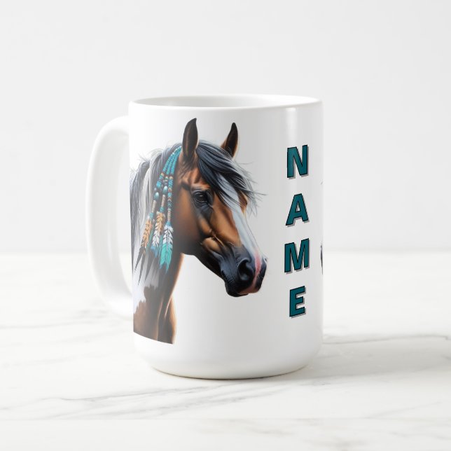 Paint Horse with Native Beads Coffee Mug (Front Left)