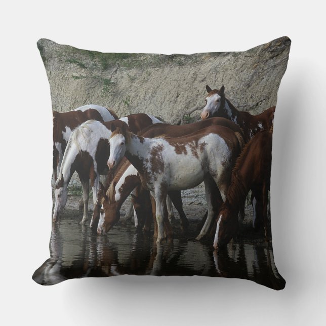 Paint Horses Drinking Cushion (Front)