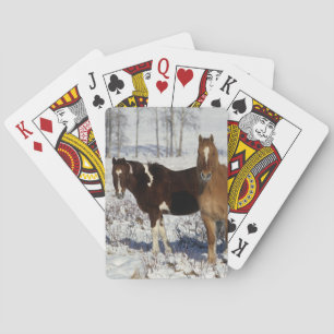 Paint Horses in the Snow Playing Cards