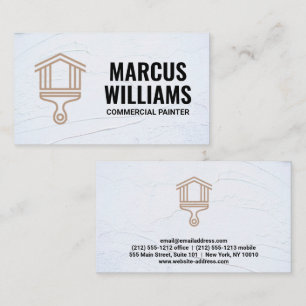 Paint House Brush Logo   Stucco Background Business Card