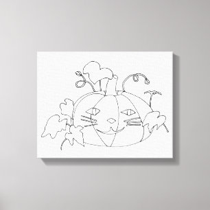 Paint It Cat Face Pumpkin on Wrapped Canvas