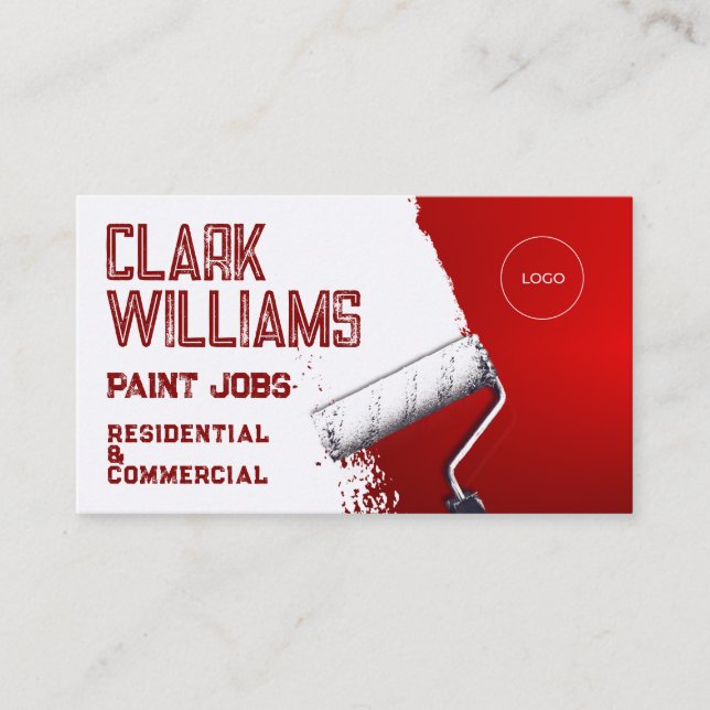 Paint job inspired modern red business card (Front)