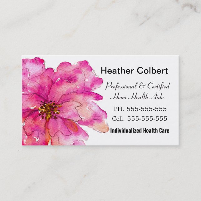 Paint Me Pink Cheerful Caregiver Professional Business Card (Front)